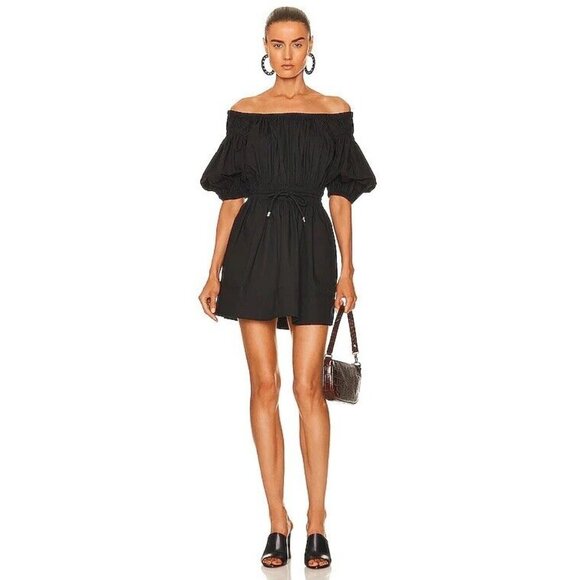 A.L.C. Maya Dress Black Mini Cotton Off Shoulder 2 NWT $475 - Picture 1 of 8